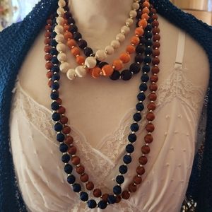 Vintage Strand Necklace, Colorful 1950s Satin Beaded Necklace